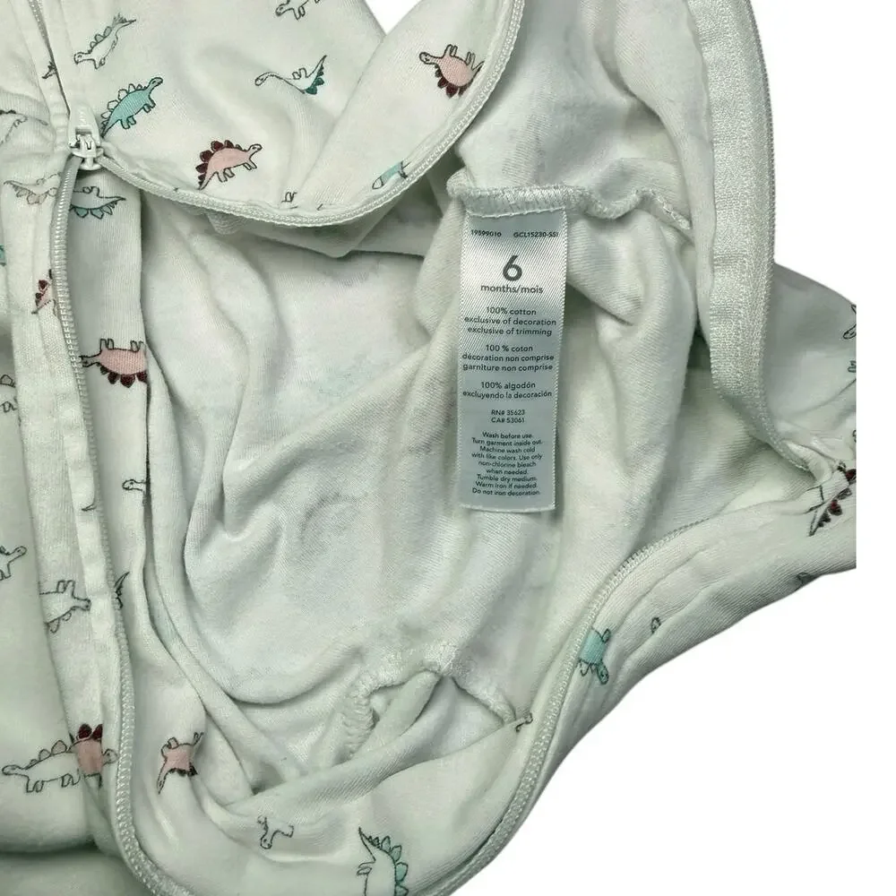Carters Footie Sleeper Pajamas Baby Girl Dinosaur White 6 Months